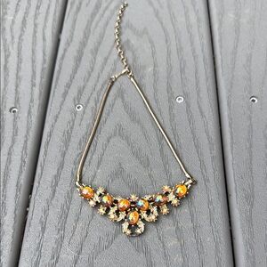 Elegant Gold and Orange Statement Necklace.